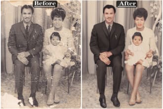 do photo restoration, restore old photo and enhancing