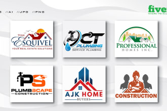 design real estate, property, home, construction, plumbing logo