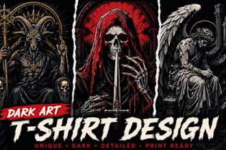 draw dark art illustration for tshirt design