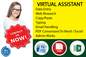 do data entry, web research,logo and business card design