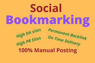 do manually 50 social bookmarking on high pa da sites