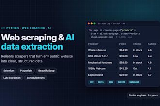 build a python web scraper and ai data extraction pipeline