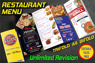 design amazing editable restaurant menu, food menu
