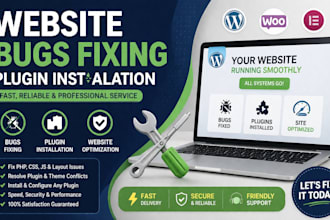 fix website issues bugs, errors and plugins installation