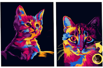 draw your pet into awesome pop art potrait less than 24 hour