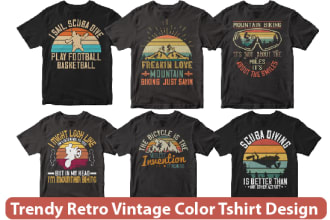trendy retro vintage typography colorful  tshirt design