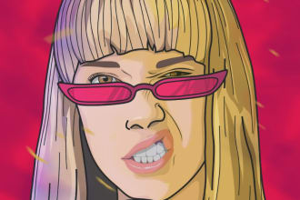 draw your picture into cartoon vector portrait