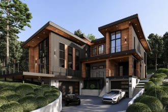 create sketchup 3d model and architectural render for exterior , interior