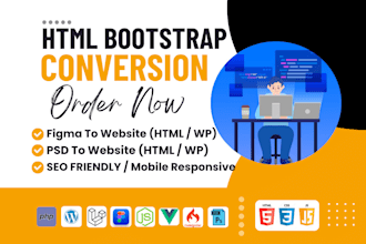 convert your figma and psd to responsive website in html, vue js, wordpress