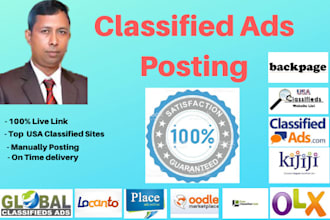 post your ads on 50 top classified sites in USA manually
