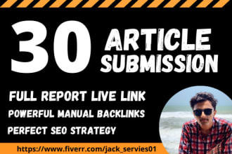provide 30 article submission da 20 to 98
