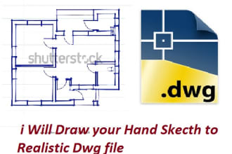 draw your hand sketch to realistic dwg file