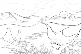 create line art of wild life