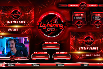 create elegant twitch overlay, twitch logo, panels, alerts and screens