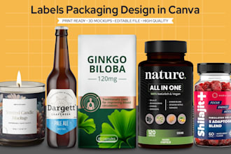 product label design, supplement label, beer label, candle label design in canva