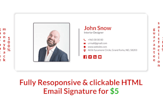 design fully responsive and clickable HTML email signature
