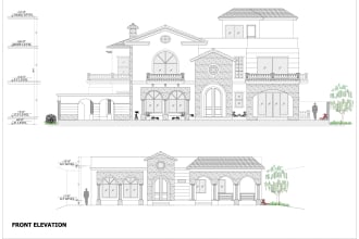 design 2d detailed elevation interior and exterior