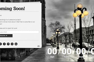 create clean responsive HTML coming soon page