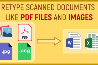 type scanned docs, PDF files and images to ms word or excel