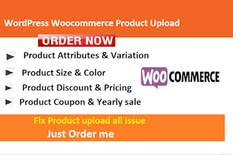 do woocommerce product upload with fix variation size color