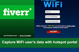 capture wifi hotspot user data with customised login portal