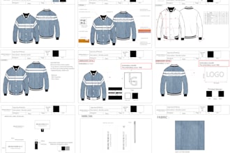 do clothing tech pack and flat sketch for manufacturer
