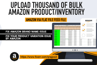 upload bulk inventory products parent child listing on amazon via flat feed file