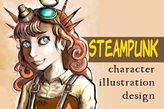draw a steampunk or retrofuturist character
