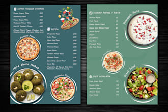 design food menu, restaurant menu, and price list
