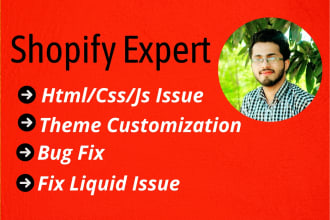 do shopify bug fix, html, css, and liquid issues