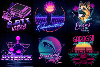design a custom retro, 80s, synthwave logo for you