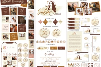 design a complete feminine watercolor branding kit for you
