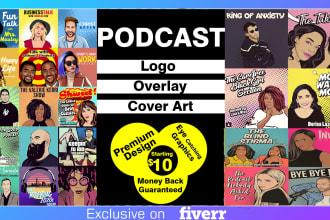 design cartoon  podcast artwork, talk show cover, spotify cover, podcast overlay