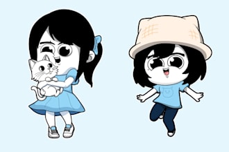 turn yourself into a cute chibi cartoon character custom vector art