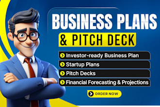 create a business plan for your startup with marketing, financials