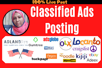 post classified ads in 55 top rated USA sites manually