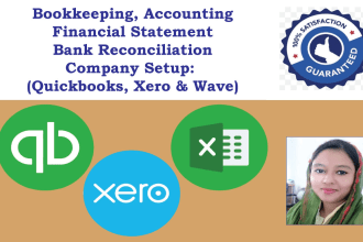 do bookkeeping using quickbooks online, xero, excel, wave