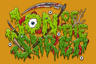 make art font typography horror, funny, cartoon, zombie