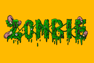 make art font typography horror, funny, cartoon, zombie