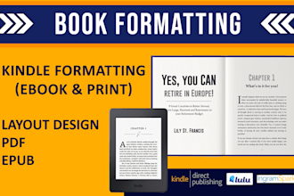 do ebook formatting, kindle, kdp, paperback book formatting