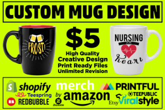 create a beautiful custom mug or coffee cup design for you
