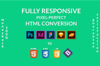convert PSD, zeplin, xd, and sketch to responsive HTML