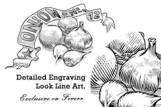 draw any illustration in engraving style