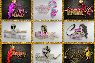 design hair extensions and beauty salon logo