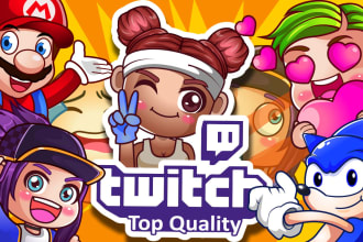 create custom cute kick or twitch emotes, discord, youtube or facebook stickers