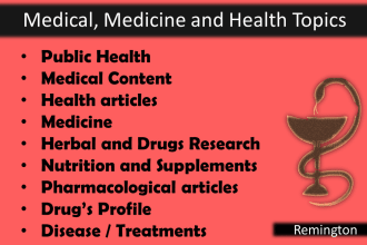 write research medical, health, drugs and supplement articles