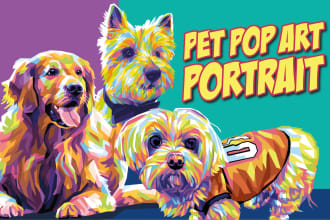 draw pop art of dog cat pet animal portrait