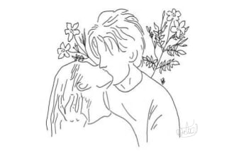 draw vector line art illustration in black and white