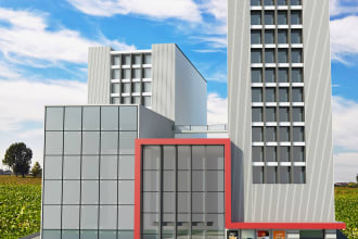 design your commercial 3d model, exterior elevation