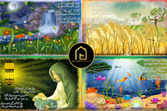 do childrens poem,storybook,landscape illustrations